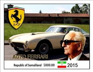 Souvenir Sheet, Ferrari Cars, Somaliland,  , Cars, The Automobile Industry