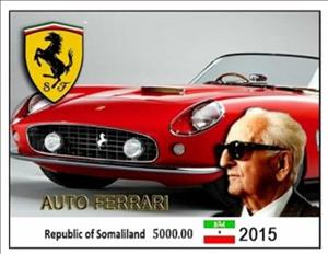 Souvenir Sheet, Ferrari Cars, Somaliland,  , Cars, The Automobile Industry