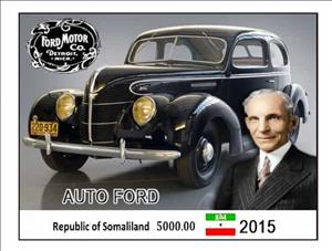 Souvenir Sheet, Ford Cars, Somaliland,  , Cars, The Automobile Industry