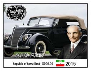 Souvenir Sheet, Ford Cars, Somaliland,  , Cars, The Automobile Industry