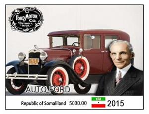 Souvenir Sheet, Ford Cars, Somaliland,  , Cars, The Automobile Industry