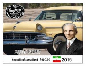 Souvenir Sheet, Ford Cars, Somaliland,  , Cars, The Automobile Industry