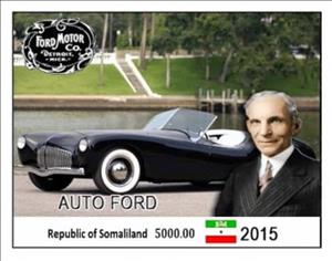 Souvenir Sheet, Ford Cars, Somaliland,  , Cars, The Automobile Industry