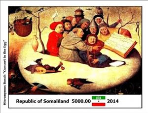 Souvenir Sheet, Paintings by Hieronymus Bosch, Somaliland,  , Painters, Paintings