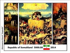 Souvenir Sheet, Paintings by Hieronymus Bosch, Somaliland,  , Painters, Paintings
