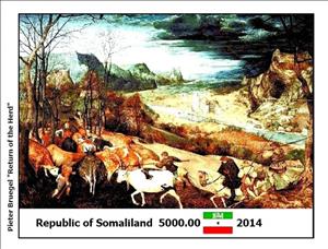 Souvenir Sheet, Paintings by Pieter Bruegel, Somaliland,  , Painters, Paintings