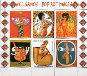 Mini Sheet, Pin-up Art by Mel Ramos, Somaliland,  , Art, Artists, Painters, Paintings, Promotional Posters