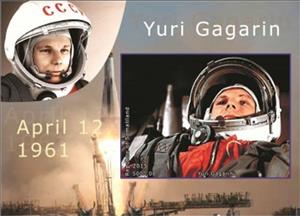Souvenir Sheet, Yuri Gagarin, Somaliland,  , Astronauts, Famous People