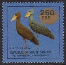 Stamp, 2017 Surcharge on 2012 Birds of South Sudan Stamp, South Sudan,  , Animals (Fauna), Anniversaries and Jubilees, Birds