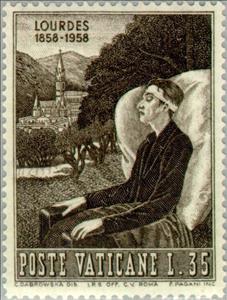 Stamp, Sick and the shrine at Lourdes, Vatican City,  , Commemoration