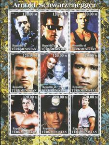 Mini Sheet, Arnold Schwarzenegger, Turkmenistan,  , Actors, Famous People, Men