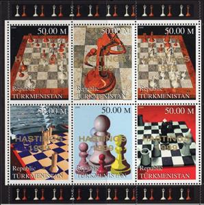 Mini Sheet, Chess Overprinted "HASTINGS 1999", Turkmenistan,  , Chess