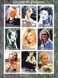 Mini Sheet, Gwyneth Paltrow, Turkmenistan,  , Actors, Famous People, Women