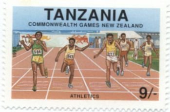 Stamp, Sprinting, Tanzania,  , Sport, British Commonwealth, Running