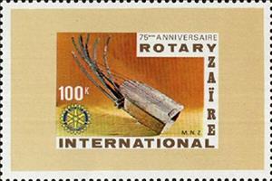 Stamp, Mnz, Zaire,  , Anniversaries and Jubilees, Musical Instruments, Rotary, Seals (Emblems)