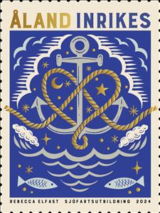 Stamp, 170 Years of maritime Education on Åland, Åland Islands,  , Fishes, Hearts, Stars