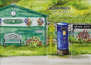 Souvenir Sheet, Postbox, Braye Road Railway Station, Alderney,  , Mailboxes