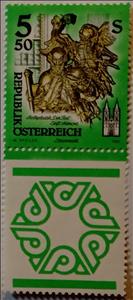 Stamp with Attached Label, "Death" (wooden sculpture by Josef Stammel), Austria,  , Religion, Sculptures