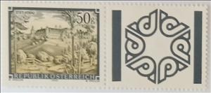 Stamp with Attached Label, Augustinian monastery Vorau, Austria,  , Buildings, Monasteries