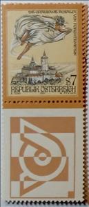 Stamp with Attached Label, The Cruel Rosalia of Forchtenstein, Austria,  , Buildings, Castles, Legends, Mythology