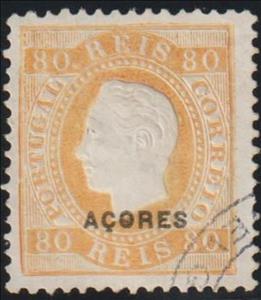 Stamp, King Luis I - overprinted ACORES, Azores,  , Famous People, Heads of State, Kings, Men, Royalty