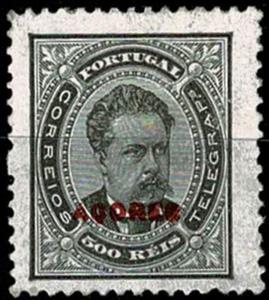 Stamp, King Luis I - overprinted ACORES, Azores,  , Famous People, Heads of State, Kings, Men, Royalty