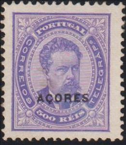 Stamp, King Luis I - overprinted ACORES, Azores,  , Famous People, Heads of State, Kings, Men, Royalty