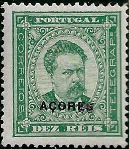 Stamp, King Luis I - overprinted ACORES, Azores,  , Famous People, Heads of State, Kings, Men, Royalty