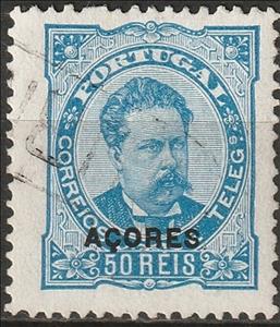 Stamp, King Luis I - overprinted ACORES, Azores,  , Famous People, Heads of State, Kings, Men, Royalty