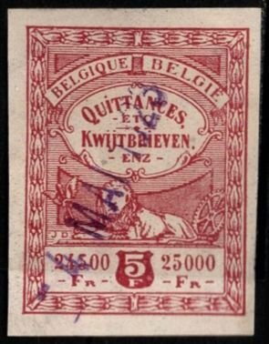 Stamp, Receipts, Belgium,  , Лев