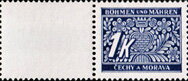 Stamp with Attached Label, Stylized flowers and branches, Bohemia and Moravia,  , Numbers, Stylized Plants