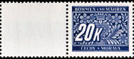 Stamp with Attached Label, Stylized flowers and branches, Bohemia and Moravia,  , Numbers, Stylized Plants