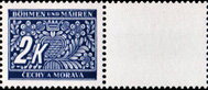 Stamp with Attached Label, Stylized flowers and branches, Bohemia and Moravia,  , Numbers, Stylized Plants
