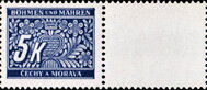 Stamp with Attached Label, Stylized flowers and branches, Bohemia and Moravia,  , Numbers, Stylized Plants
