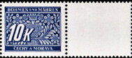Stamp with Attached Label, Stylized flowers and branches, Bohemia and Moravia,  , Numbers, Stylized Plants
