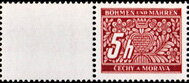 Stamp with Attached Label, Stylized flowers and branches, Bohemia and Moravia,  , Numbers, Stylized Plants