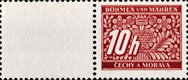 Stamp with Attached Label, Stylized flowers and branches, Bohemia and Moravia,  , Numbers, Stylized Plants