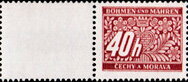 Stamp with Attached Label, Stylized flowers and branches, Bohemia and Moravia,  , Numbers, Stylized Plants