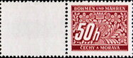 Stamp with Attached Label, Stylized flowers and branches, Bohemia and Moravia,  , Numbers, Stylized Plants