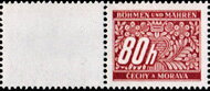 Stamp with Attached Label, Stylized flowers and branches, Bohemia and Moravia,  , Numbers, Stylized Plants