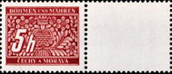 Stamp with Attached Label, Stylized flowers and branches, Bohemia and Moravia,  , Numbers, Stylized Plants