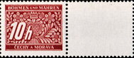 Stamp with Attached Label, Stylized flowers and branches, Bohemia and Moravia,  , Numbers, Stylized Plants