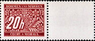 Stamp with Attached Label, Stylized flowers and branches, Bohemia and Moravia,  , Numbers, Stylized Plants
