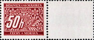 Stamp with Attached Label, Stylized flowers and branches, Bohemia and Moravia,  , Numbers, Stylized Plants