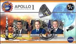 Mini Sheet, Apollo 1, Burkina Faso,  , Astronauts, Famous People