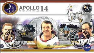 Mini Sheet, Apollo 14, Burkina Faso,  , Astronauts, Famous People, Space Traveling, Spacecrafts
