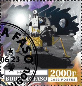 Stamp, Apollo 14, Burkina Faso,  , Astronauts, Famous People, Space Traveling, Spacecrafts