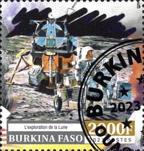 Stamp, Apollo 14, Burkina Faso,  , Astronauts, Famous People, Space Traveling, Spacecrafts