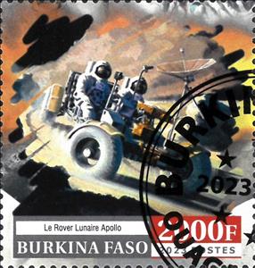 Stamp, Apollo 15, Burkina Faso,  , Astronauts, Famous People, Moon Landing, Space Traveling, Spacecrafts, Vehicles