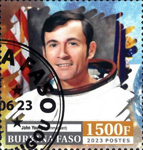 Stamp, Apollo 16, Burkina Faso,  , Astronauts, Famous People, Space Traveling, Spacecrafts